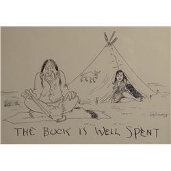 Standing, Wm. original pen/ink, The Buck Is Well Spent, 5" x 7", framed