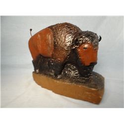 Hank Chopwood sandstone sculpture, Buffalo Bull, Hays, MT, 9" h x 11" w
