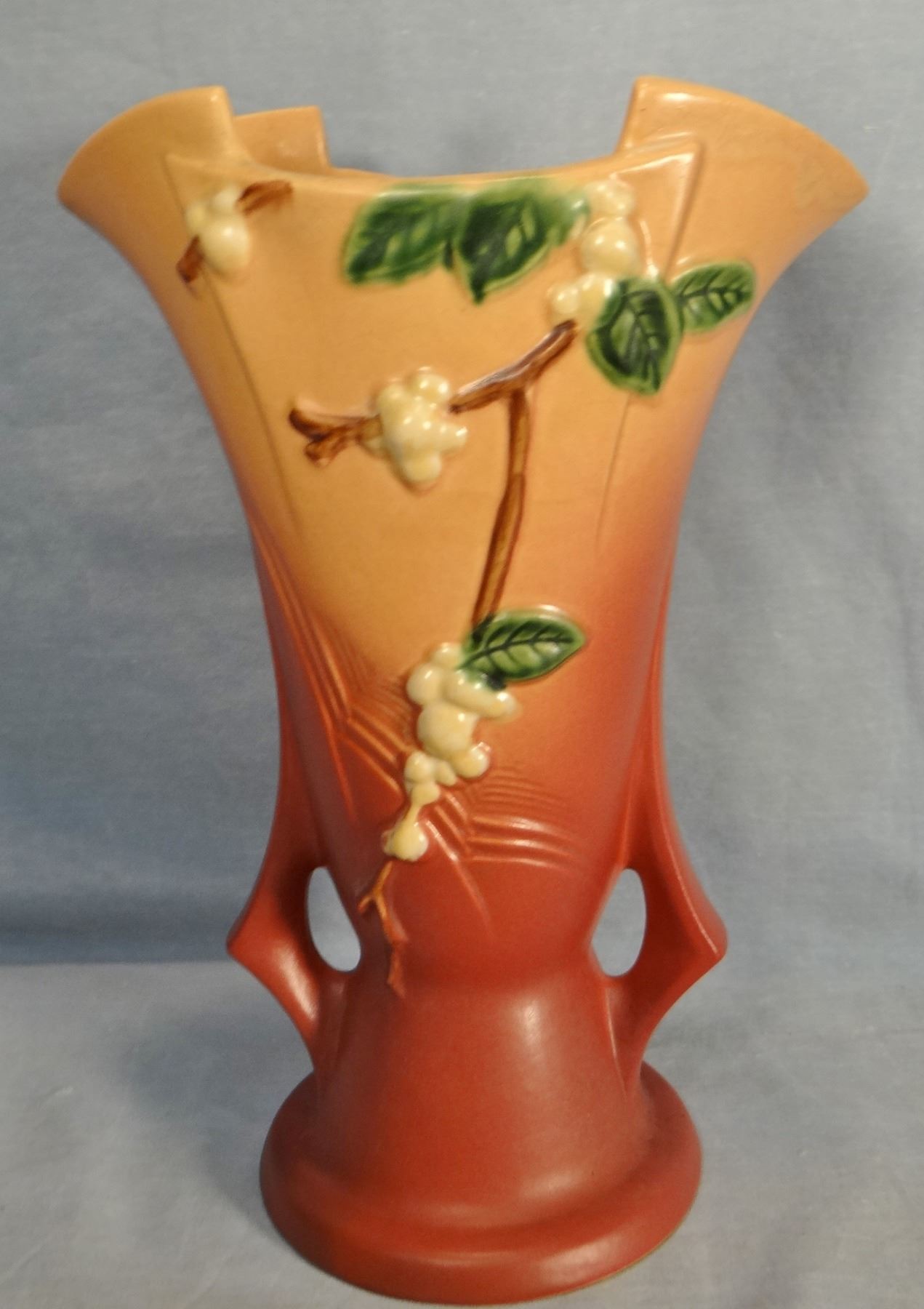 Roseville Snowberry dusty rose vase, 12", 1 V2
