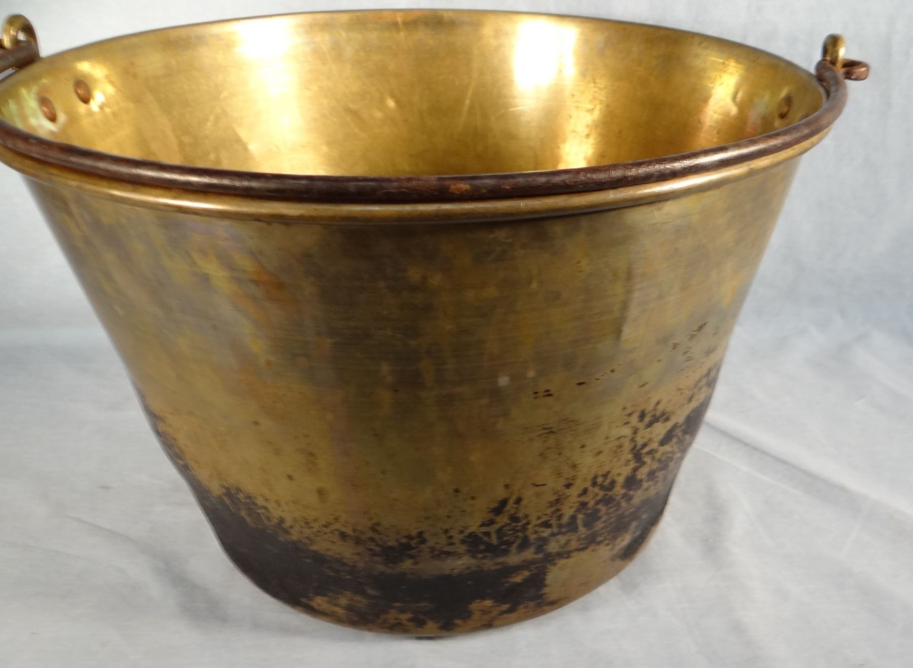 2 Brass buckets, 15" w x 10" h and 13" w x 5" h