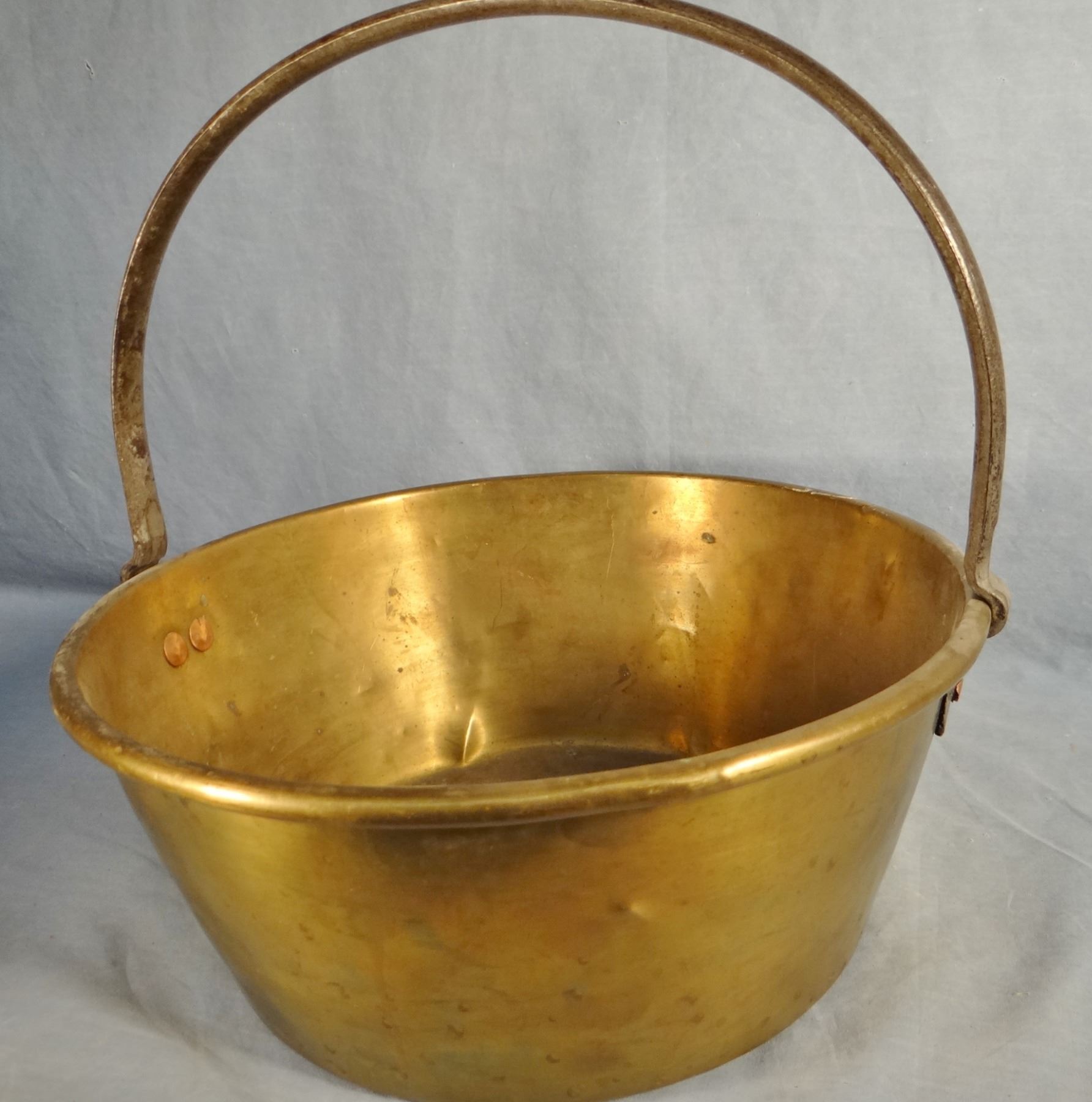 2 Brass buckets, 15" w x 10" h and 13" w x 5" h