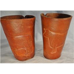 2 pair cowboy cuffs, Heiser marked and studded