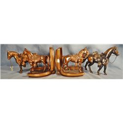 6 pcs. brass bookends, banks and horse