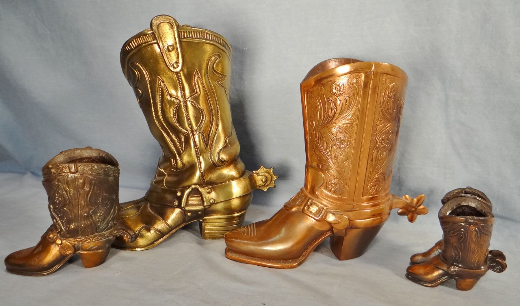 7 pcs. brass bookends, and 2 horses, boots