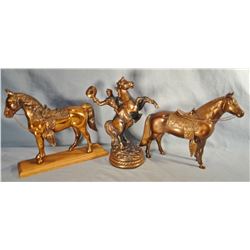 3 pcs. large horse and rider, 12" h, 2 large horses