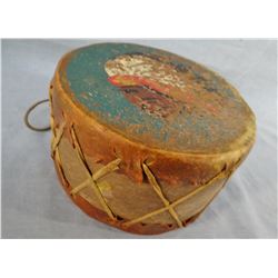 Indian child's drum, hand painted, 7" diam. X 4" h, early 1900's