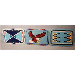 3 Indian beaded belt buckles