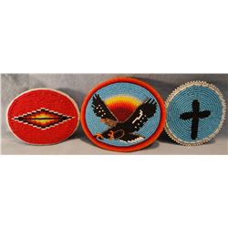 3 Indian beaded belt buckles