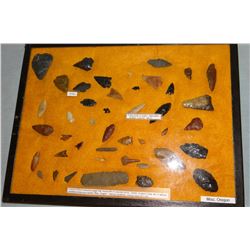 Tray of 44 Indian artifact points, scrapers and tools. Source: Oregon