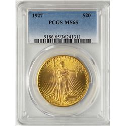 1927 $20 St. Gaudens Double Eagle Gold Coin PCGS MS65