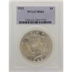 1923 $1 Peace Silver Dollar Coin PCGS MS63