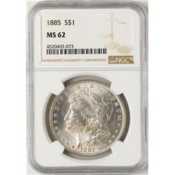 1885 $1 Morgan Silver Dollar Coin NGC MS62