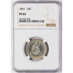 1861 Proof Seated Liberty Quarter Coin NGC PF65 Amazing Toning