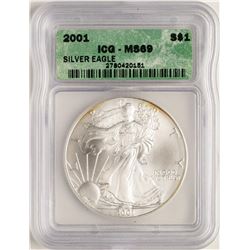 2001 $1 American Silver Eagle Coin ICG MS69