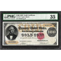 1882 $100 Gold Certificate Note Fr.1212 PMG Choice Very Fine 35