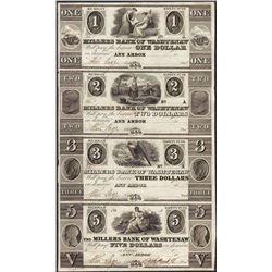 Uncut Sheet 1800's $1/$2/$3/$5 Millers Bank of Washtenaw, MI Obsolete Bank Note