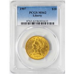 1907 $10 Liberty Head Eagle Gold Coin PCGS MS62