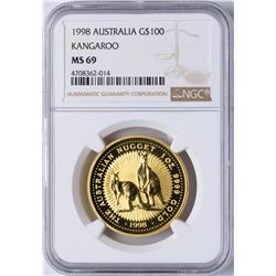 1998 Australia $100 Gold Kangaroo Coin NGC MS69