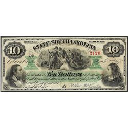 1872 $10 State of South Carolina Obsolete Note