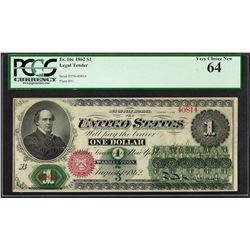 1862 $1 Legal Tender Note Fr.16c PCGS Very Choice New 64