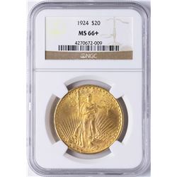 1924 $20 St. Gaudens Double Eagle Gold Coin NGC MS66+