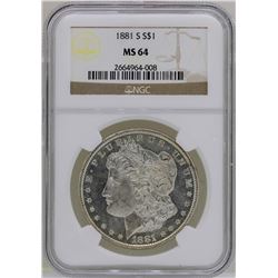 1881-S $1 Morgan Silver Dollar Coin NGC MS64