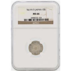 T6(1917) Japan 10 Sen Silver Coin NGC MS66