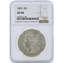 1893 $1 Morgan Silver Dollar Coin NGC AU58