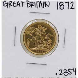 1872 Great Britain Queen Victoria Sovereign Gold Coin