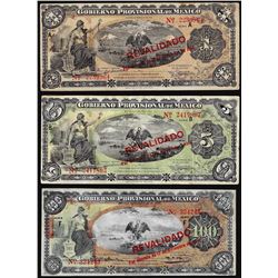 Lot of (3) 1914 Gobierno Provisional De Mexico Revolution Notes