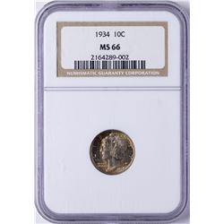 1934 Mercury Dime Coin NGC MS66