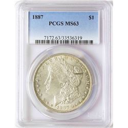 1887 $1 Morgan Silver Dollar Coin PCGS MS63