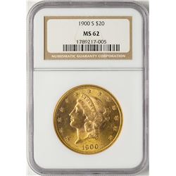 1900-S $20 Liberty Head Double Eagle Gold Coin NGC MS62