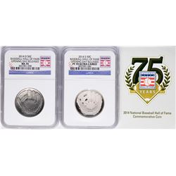 Opening Day 2014-D & 2014-S Baseball Hall of Fame Half Dollar Coins NGC MS70/PF7