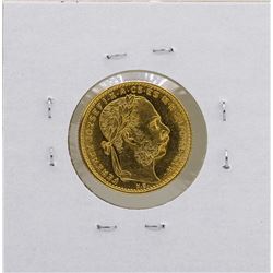 1890KB Hungary 8 Forint 10 Francs Gold Coin