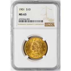 1901 $10 Liberty Head Eagle Gold Coin NGC MS63