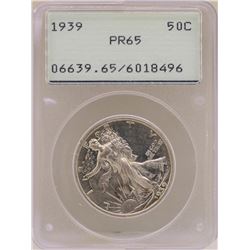 1939 Proof Walking Liberty Half Dollar Coin PCGS PR65 Old Green Rattler