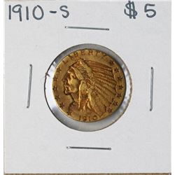 1910-S $5 Indian Head Half Eagle Gold Coin