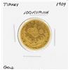 Image 1 : 1909 Turkey 100 Kurush Gold Coin