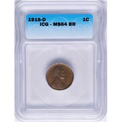 1915-D Lincoln Wheat Cent Coin ICG MS64BR