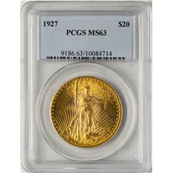 1927 $20 St. Gaudens Double Eagle Gold Coin PCGS MS63