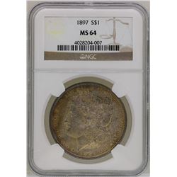 1897 $1 Morgan Silver Dollar Coin NGC MS64