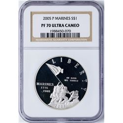 2005-P $1 Marines Silver Commemorative Coin NGC PF70