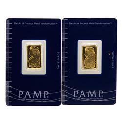 Lot of (2) Suisse 5 Gram Fine Gold Pamp Gold Bars