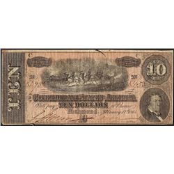 1864 $10 Confederate States of America Note