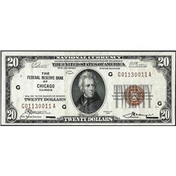 1929 $20 Federal Reserve Note Chicago