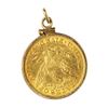 Image 2 : 1882 $5 Liberty Head Half Eagle Gold Coin with Gold Bezel