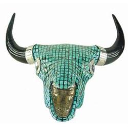 Buffalo Skull Covered In Turquoise