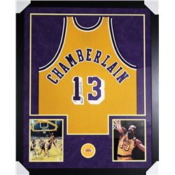 Wilt Chamberlain Signed Los Angeles Lakers 43x53 Custom Framed Jersey (PSA Hologram)