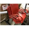 Image 2 : LARGE 8'X5' MAPLE LAYOUT TABLE WITH 5 RED PLASTIC STACKING CHAIRS (RTA)
